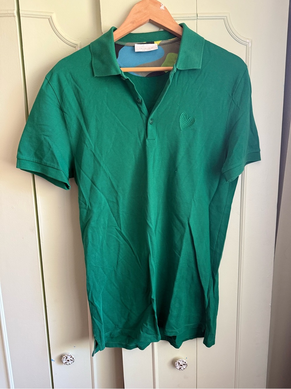 Inimigo Portuguese made Green Polo with Embroidered Heart Detail